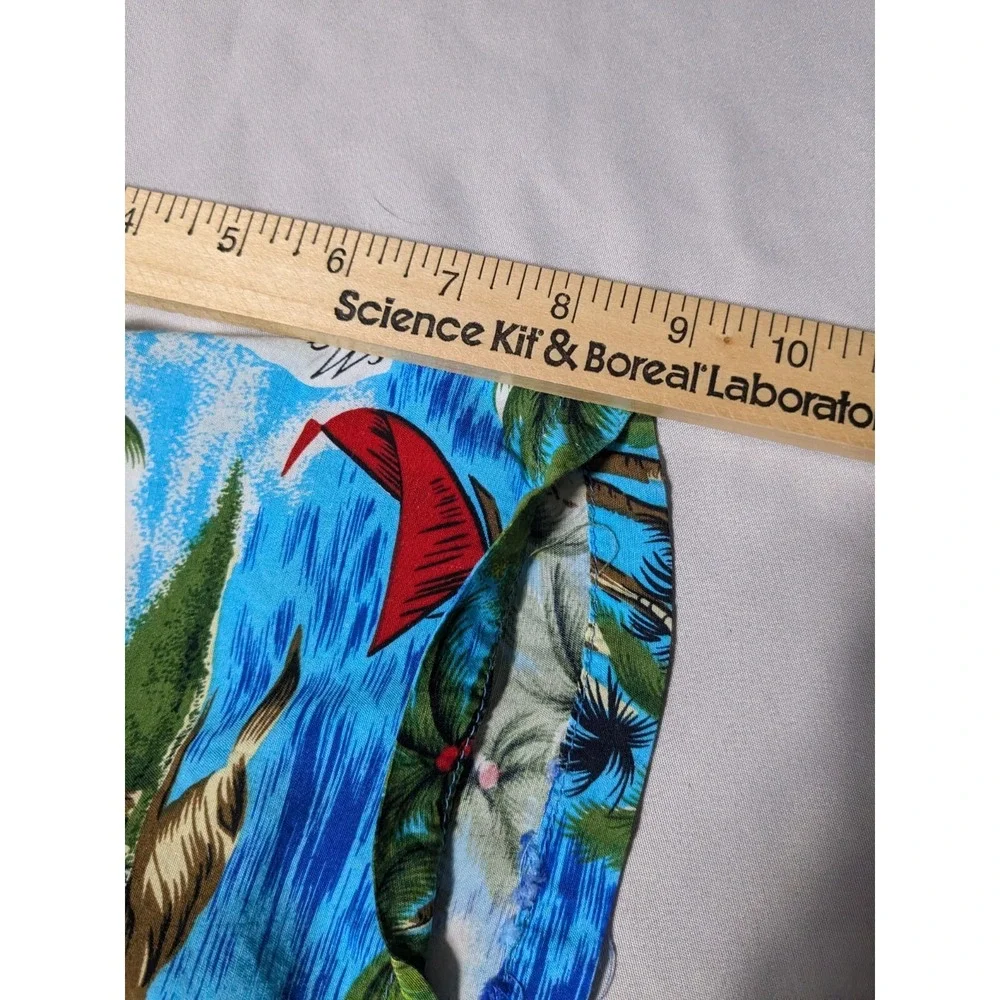 VTG NATIONAL SPORT SHIRTS MANHATTAN Men Large Blue‎ Tropical Jamaican Camp Shirt